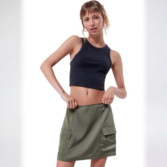 PacSun Dresses & Skirts - 🆕️ PacSun Olive Green Satin CargoMini Skirt Womens Size Small